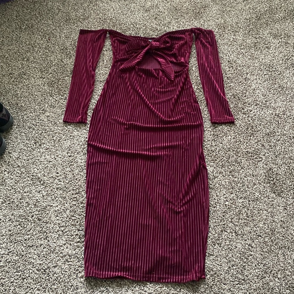 Strapless velvet dress